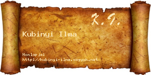 Kubinyi Ilma névjegykártya